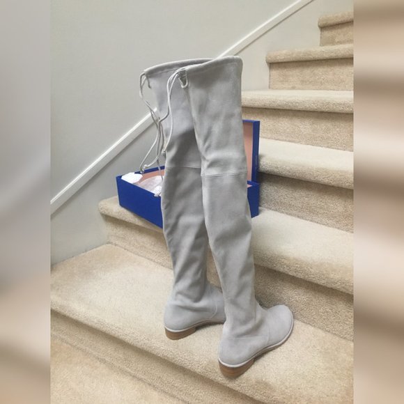 [SOLD] STUART WEITZMAN Lowland Light Grey OTK Boots 10 NWT - Picture 3 of 9